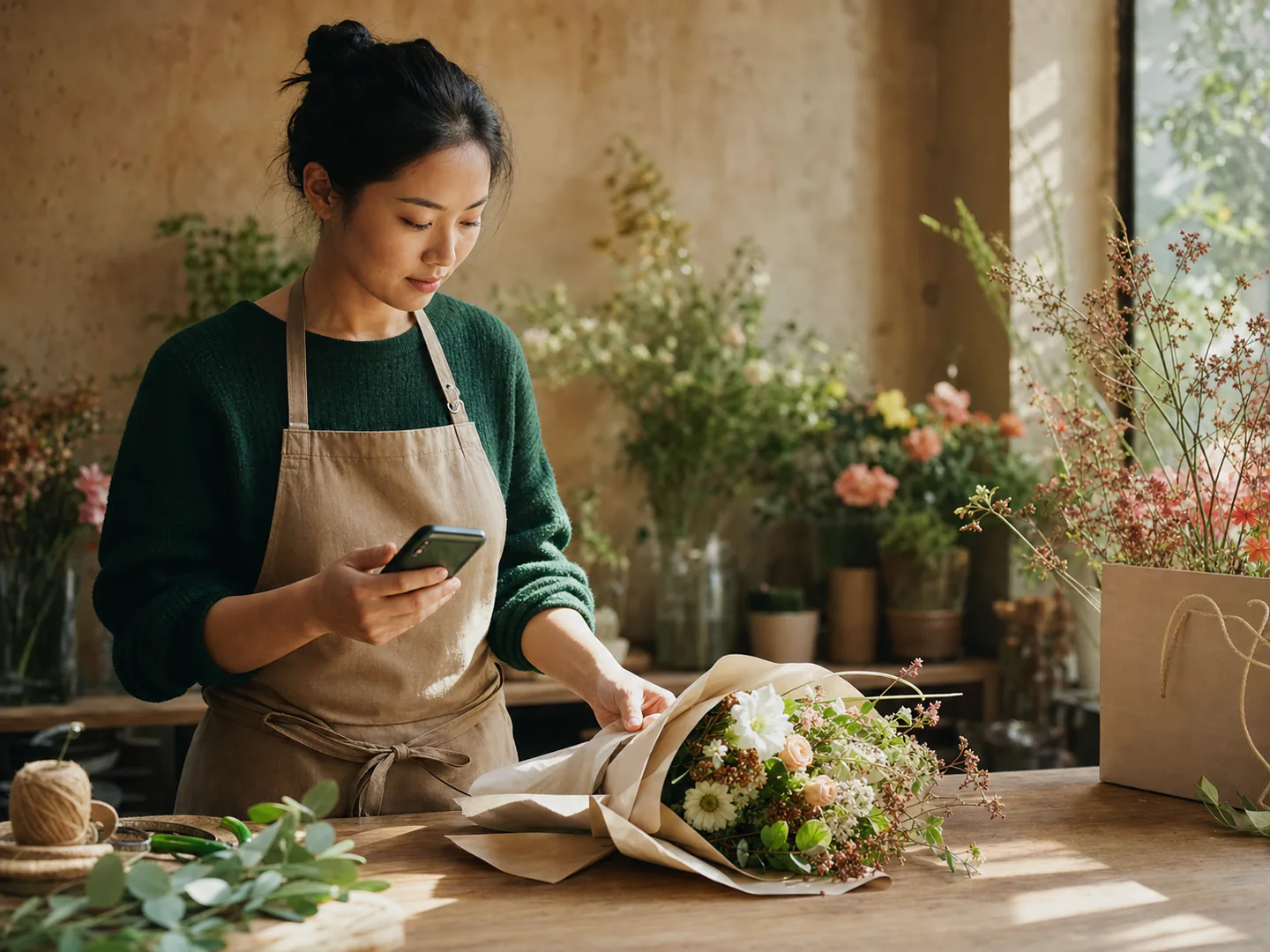 A business owner preparing an order during a customer campaign